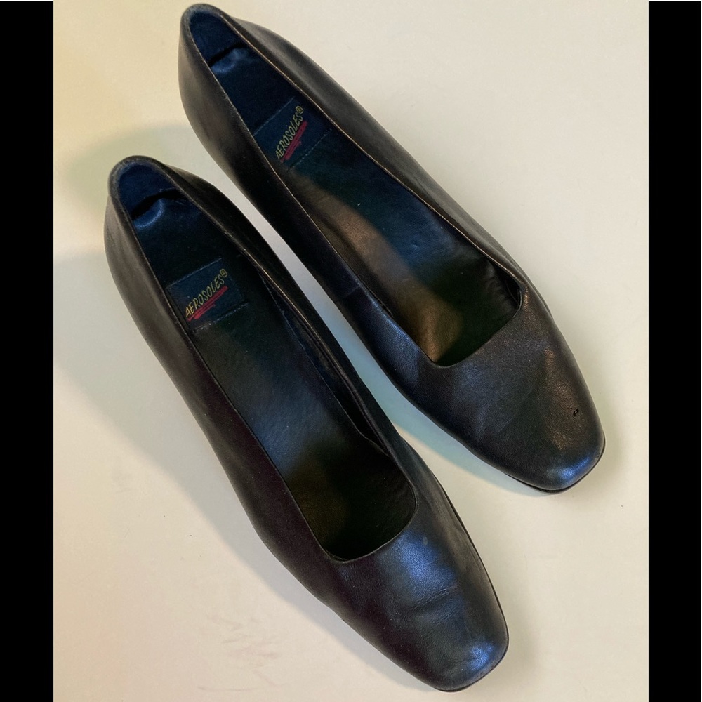 Aerosoles blk leather 2” heel pump, 11 M, $50.